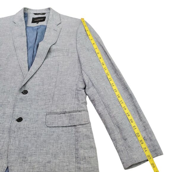 Banana Republic Sport Blazer Mens 40S Blue Linen Blend Tailored Fit Elbow Patch - Picture 12 of 12
